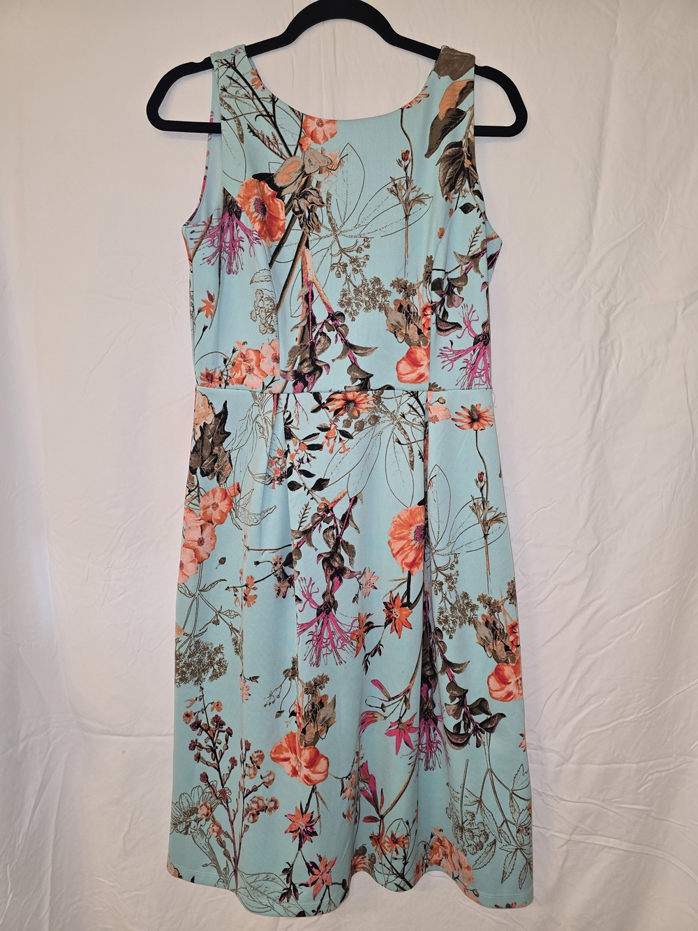 Enfocus Studio Aqua Floral Sleeveless Fit-and-Flare Dress